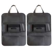 Wholesale black pu leather car back seat organizer with multiple pockets